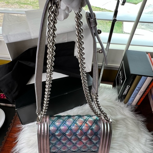 CHANEL MERMAID BOY BAG PURPLE 18S SMALL IRIDESCENT WATER FLAP Ultra Limited SSC - Picture 15 of 17